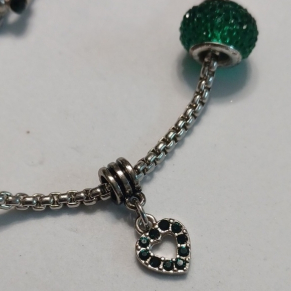 4/$30 Metallic Charm Bracelet - 5 Green & Metallic Charms - Picture 5 of 8